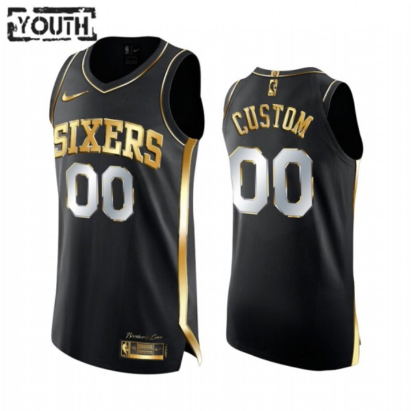Philadelphia 76ers Trikot Benutzerdefinierte 2020-21 Schwarz Golden Edition Swingman - Kinder